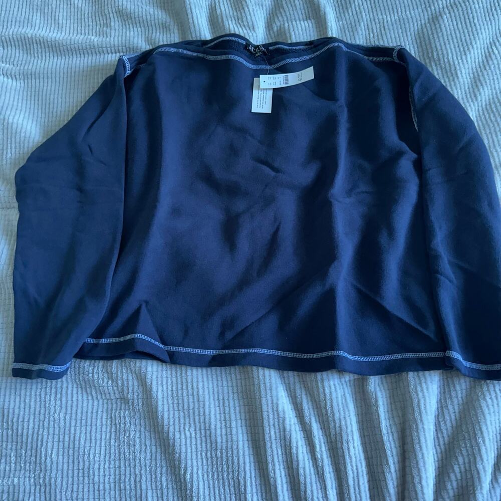 J.Crew Blue Heritage terry boatneck sweatshirt with contrast stitch size Small
